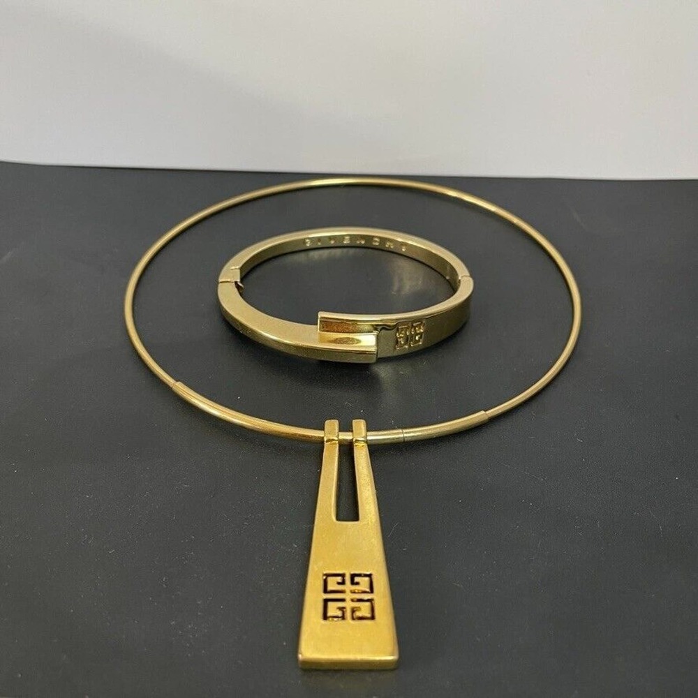 Givenchy Vintage RARE SET Gold Necklace Pendant & Bracelet